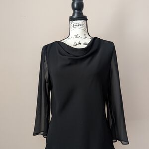 SL Fashions Black Blouse with Sheer Sleeves